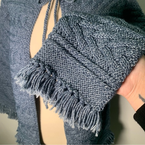 Current Elliott Blue Cable Knit Fringe Sweater Open Front, New w/ Tags, Size 1 - Picture 8 of 14
